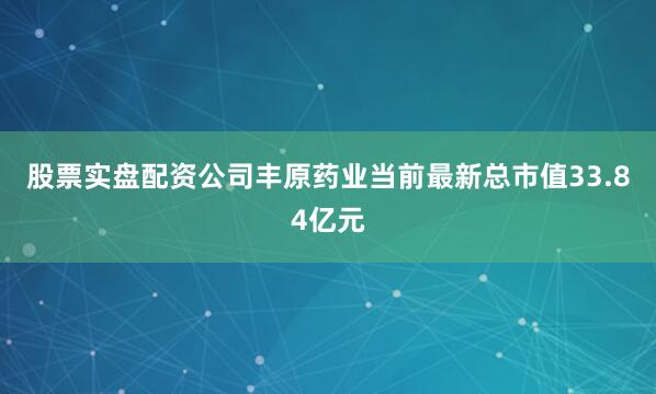 股票实盘配资公司丰原药业当前最新总市值33.84亿元