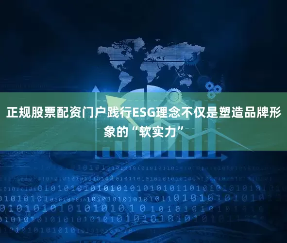 正规股票配资门户践行ESG理念不仅是塑造品牌形象的“软实力”